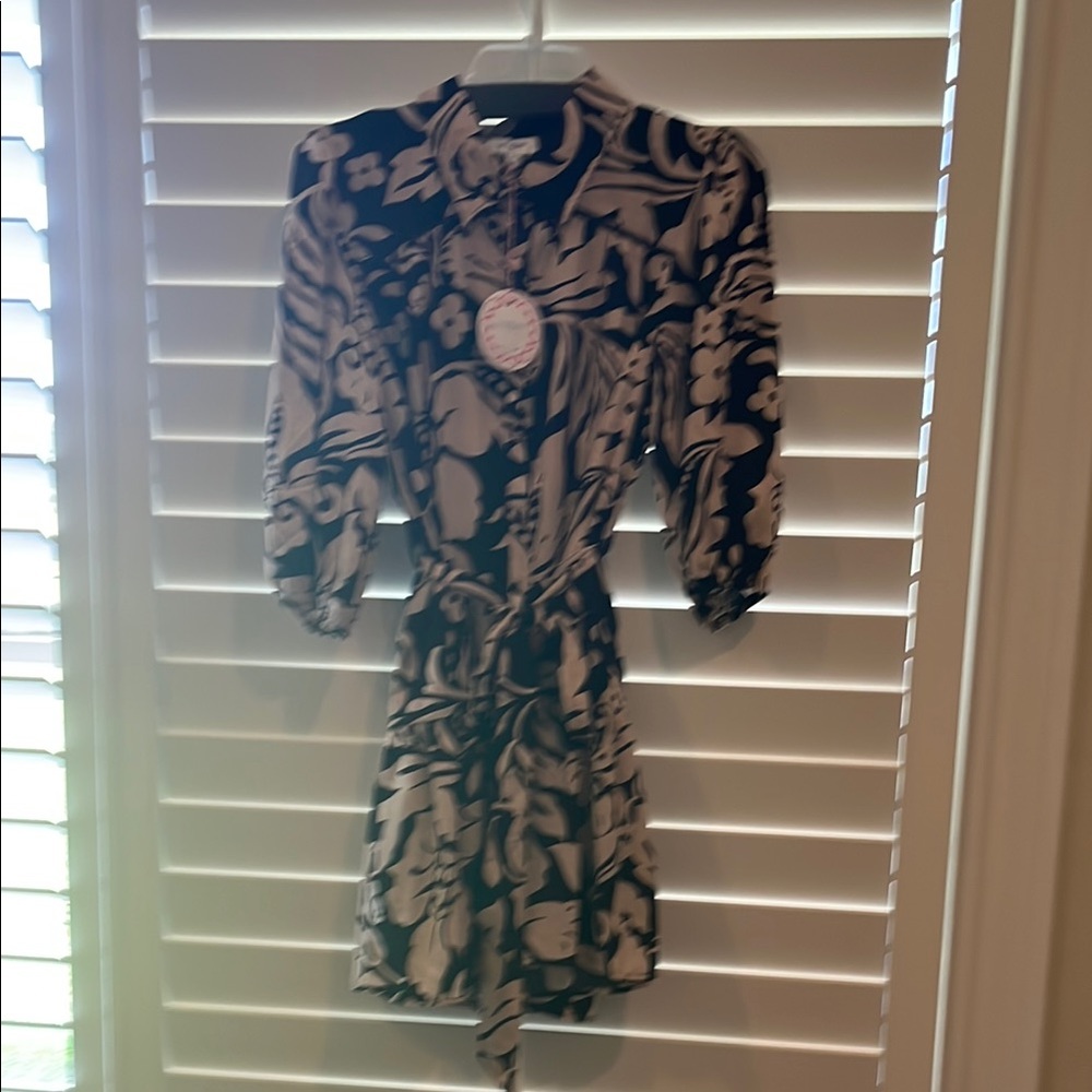 Umgee Black and White Floral Dress